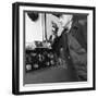 Train Driver on an Intercom, South Yorkshire, 1964-Michael Walters-Framed Photographic Print