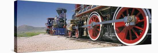 Train Engine on a Railroad Track, Golden Spike National Historic Site, Utah, USA-null-Stretched Canvas