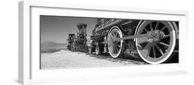 Train engine on a railroad track, Golden Spike National Historic Site, Utah, USA-Panoramic Images-Framed Photographic Print