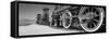 Train engine on a railroad track, Golden Spike National Historic Site, Utah, USA-Panoramic Images-Framed Stretched Canvas