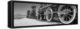 Train engine on a railroad track, Golden Spike National Historic Site, Utah, USA-Panoramic Images-Framed Stretched Canvas