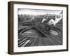 Train Engine on Turntable at Union Station roundhouse used to enable engines to enter-Alfred Eisenstaedt-Framed Photographic Print