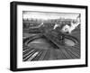 Train Engine on Turntable at Union Station roundhouse used to enable engines to enter-Alfred Eisenstaedt-Framed Photographic Print