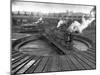 Train Engine on Turntable at Union Station roundhouse used to enable engines to enter-Alfred Eisenstaedt-Mounted Photographic Print
