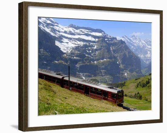 Train for Jungfraujoch, Kleine Scheidegg, Bernese Oberland, Swiss Alps, Switzerland, Europe-Richardson Peter-Framed Photographic Print