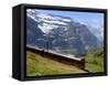 Train for Jungfraujoch, Kleine Scheidegg, Bernese Oberland, Swiss Alps, Switzerland, Europe-Richardson Peter-Framed Stretched Canvas