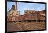 Train Freight Cars Entering Shipping Yard-null-Framed Photographic Print