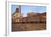 Train Freight Cars Entering Shipping Yard-null-Framed Photographic Print