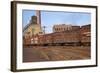 Train Freight Cars Entering Shipping Yard-null-Framed Photographic Print