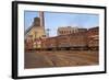 Train Freight Cars Entering Shipping Yard-null-Framed Photographic Print