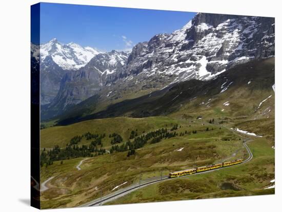 Train from Grindelwald on Route to Kleine Scheidegg, Bernese Oberland, Swiss Alps, Switzerland-Richardson Peter-Stretched Canvas