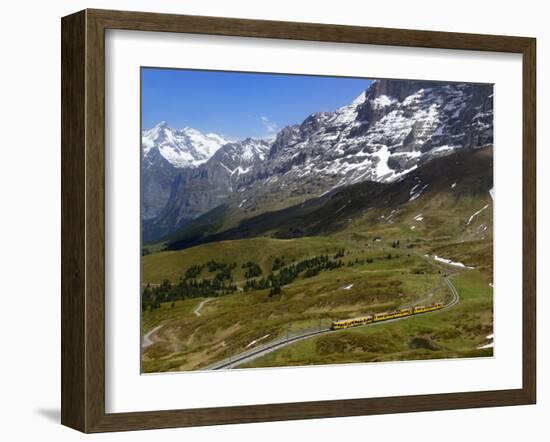 Train from Grindelwald on Route to Kleine Scheidegg, Bernese Oberland, Swiss Alps, Switzerland-Richardson Peter-Framed Photographic Print