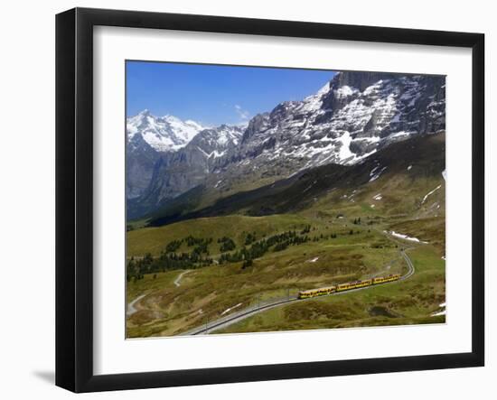 Train from Grindelwald on Route to Kleine Scheidegg, Bernese Oberland, Swiss Alps, Switzerland-Richardson Peter-Framed Photographic Print