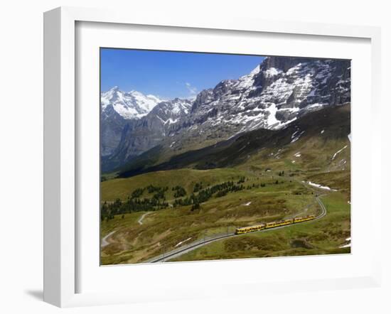 Train from Grindelwald on Route to Kleine Scheidegg, Bernese Oberland, Swiss Alps, Switzerland-Richardson Peter-Framed Photographic Print