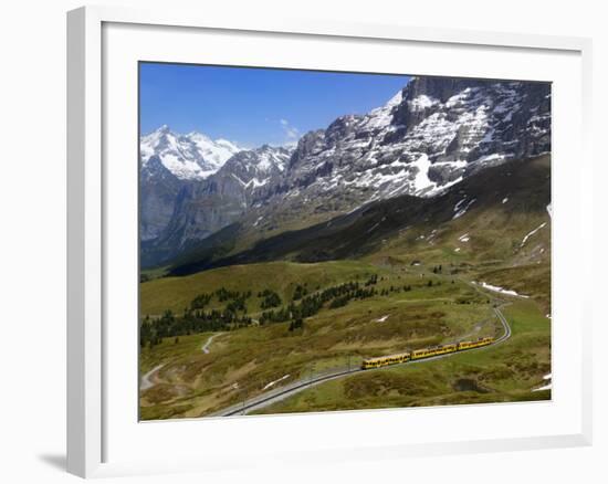 Train from Grindelwald on Route to Kleine Scheidegg, Bernese Oberland, Swiss Alps, Switzerland-Richardson Peter-Framed Photographic Print