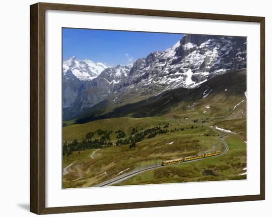 Train from Grindelwald on Route to Kleine Scheidegg, Bernese Oberland, Swiss Alps, Switzerland-Richardson Peter-Framed Photographic Print