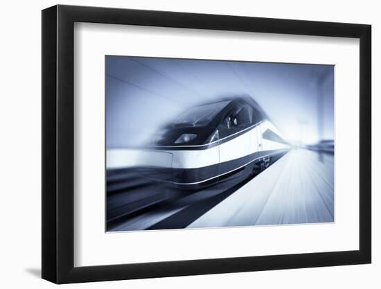 Train in Motion, Monochromatic-rihardzz-Framed Photographic Print