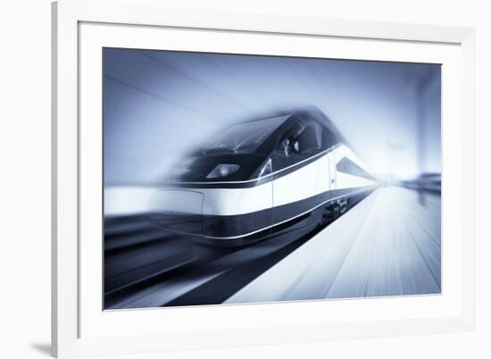 Train in Motion, Monochromatic-rihardzz-Framed Photographic Print