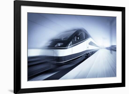 Train in Motion, Monochromatic-rihardzz-Framed Photographic Print