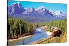 Train In The Rockies-null-Stretched Canvas