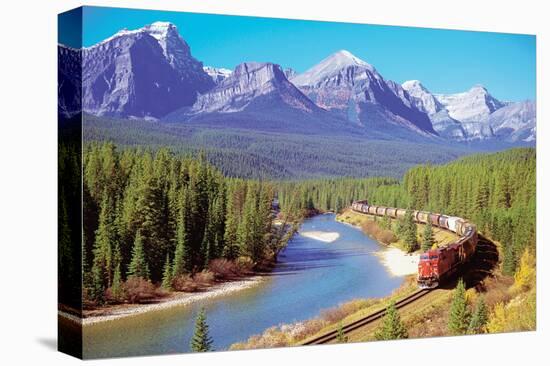 Train In The Rockies-null-Stretched Canvas