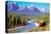 Train In The Rockies-null-Stretched Canvas