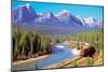 Train In The Rockies-null-Mounted Art Print