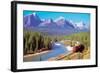 Train In The Rockies-null-Framed Art Print