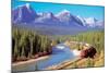 Train In The Rockies-null-Mounted Art Print