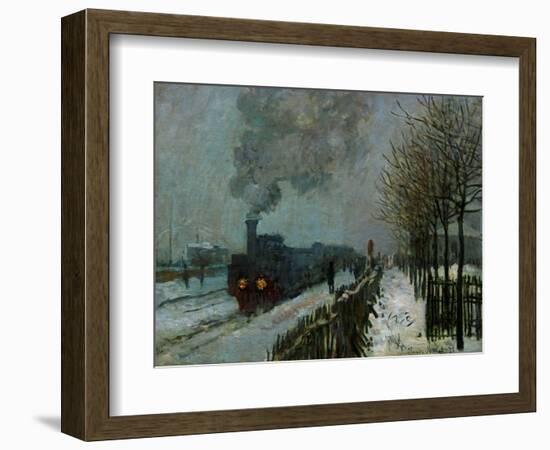 Train in the Snow, 1875-Claude Monet-Framed Giclee Print