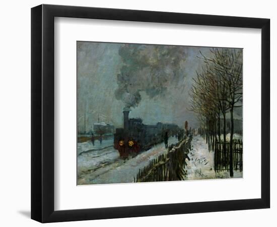 Train in the Snow, 1875-Claude Monet-Framed Giclee Print