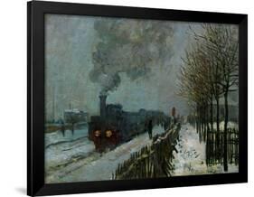 Train in the Snow, 1875-Claude Monet-Framed Giclee Print