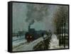 Train in the Snow, 1875-Claude Monet-Framed Stretched Canvas