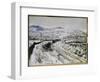 Train in the Snow at Argenteuil-Claude Monet-Framed Premium Giclee Print