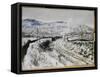 Train in the Snow at Argenteuil-Claude Monet-Framed Stretched Canvas