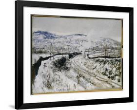 Train in the Snow at Argenteuil-Claude Monet-Framed Giclee Print