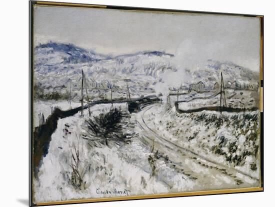 Train in the Snow at Argenteuil-Claude Monet-Mounted Giclee Print