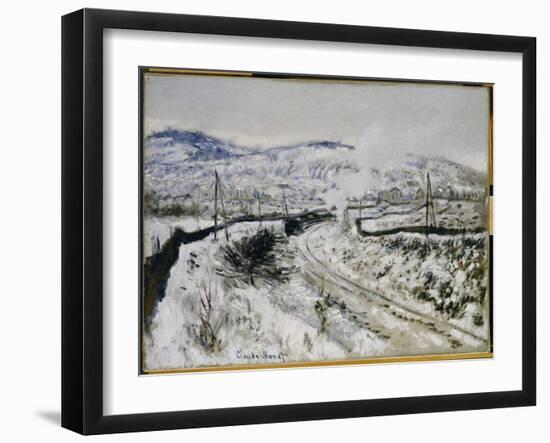 Train in the Snow at Argenteuil-Claude Monet-Framed Giclee Print