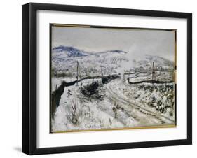 Train in the Snow at Argenteuil-Claude Monet-Framed Giclee Print