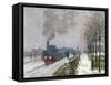 Train in the Snow or the Locomotive, 1875-Claude Monet-Framed Stretched Canvas