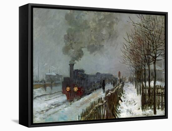 Train in the Snow-Claude Monet-Framed Stretched Canvas