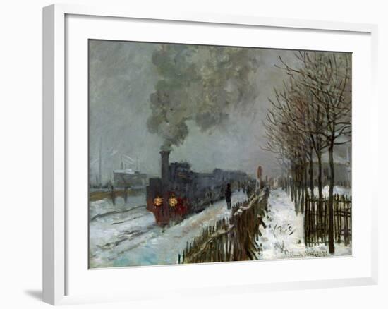 Train in the Snow-Claude Monet-Framed Premium Giclee Print