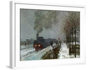 Train in the Snow-Claude Monet-Framed Premium Giclee Print