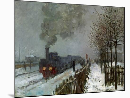 Train in the Snow-Claude Monet-Mounted Premium Giclee Print