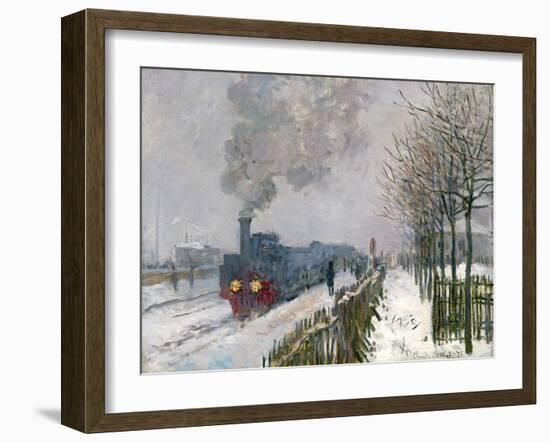 Train in the Snow-Claude Monet-Framed Giclee Print