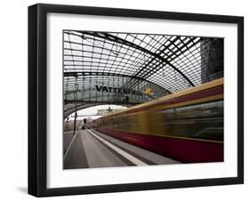 Train Leaving Berlin Hauptbahnhof, the Main Railway Station in Berlin, Germany, Europe-Carlo Morucchio-Framed Photographic Print