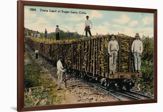 Train Load of Sugar Cane Leaving the Field, Cuba, 1915-null-Framed Giclee Print