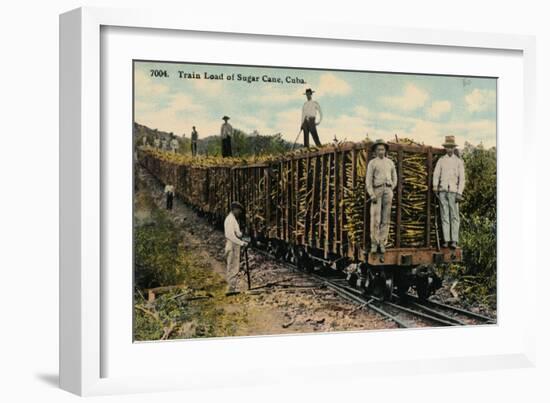 Train Load of Sugar Cane Leaving the Field, Cuba, 1915-null-Framed Giclee Print