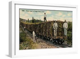 Train Load of Sugar Cane Leaving the Field, Cuba, 1915-null-Framed Giclee Print