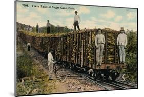 Train Load of Sugar Cane Leaving the Field, Cuba, 1915-null-Mounted Giclee Print